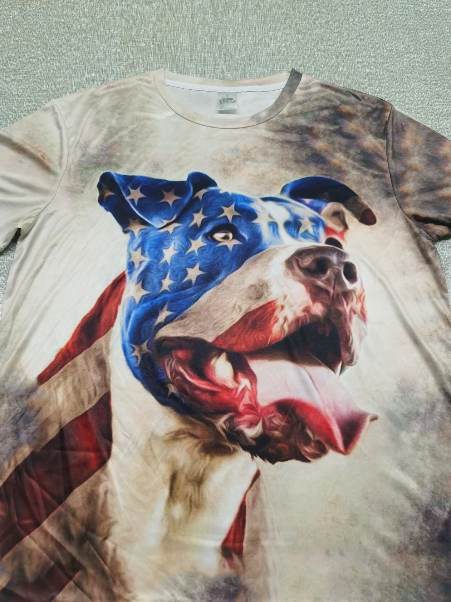 Dog And American Flag Theme, Men's Novelty T-shirt, Trendy Vintage Tees For Summer